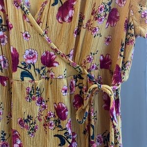 Yellow floral top with waist ties